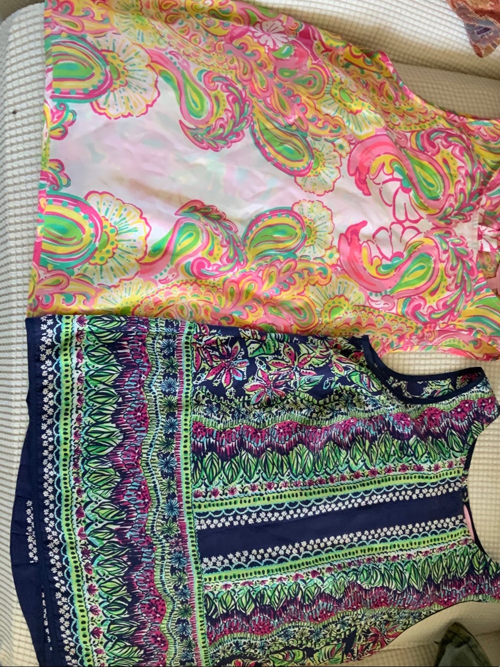Lilly Pulitzer Pink, Green & Navy Mixed-Print Sleeveless Tops (2)